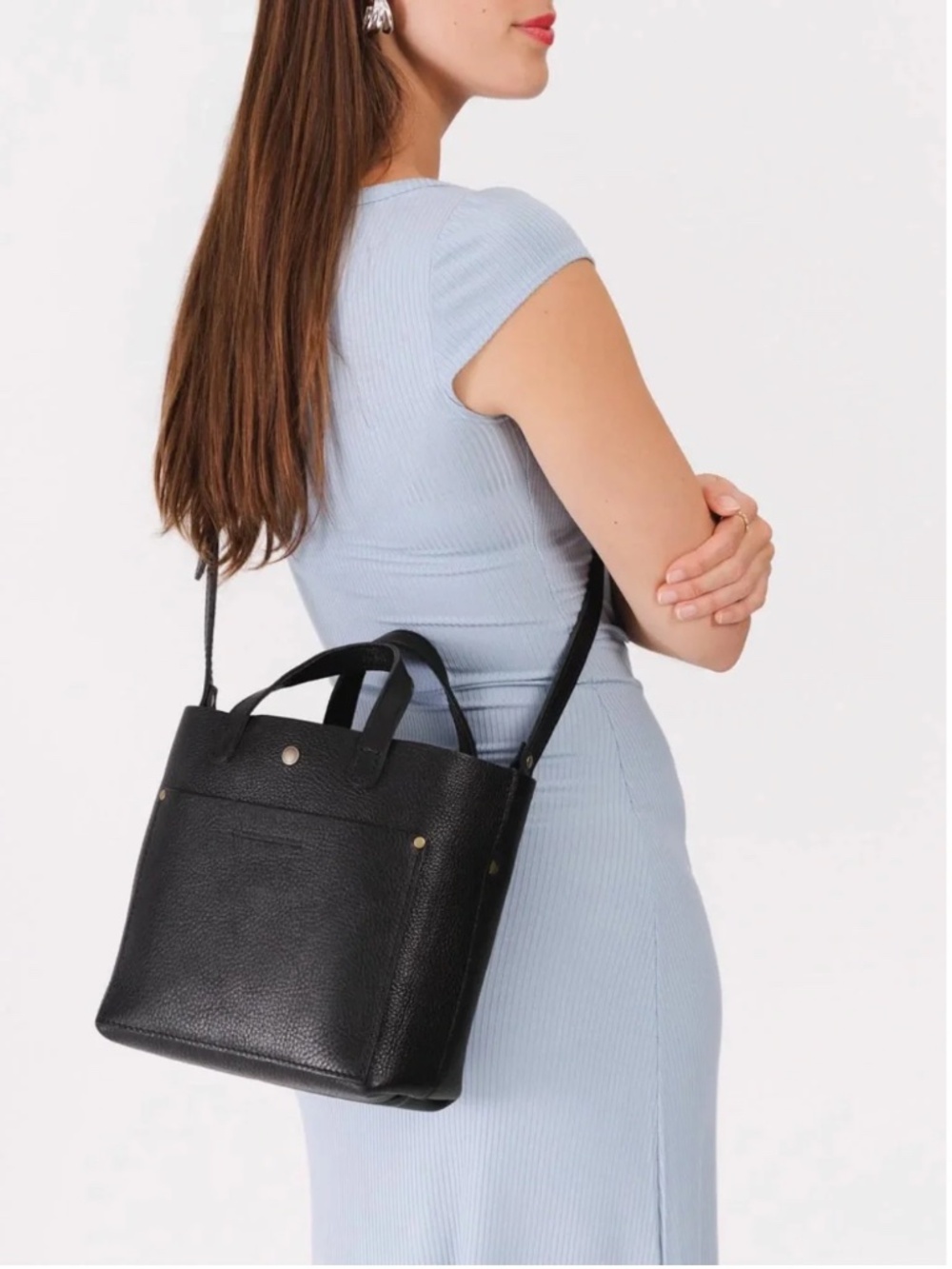 EUC Portland Leather Goods PLG Pebbled Black Mini Crossbody Classic - Picture 9 of 14